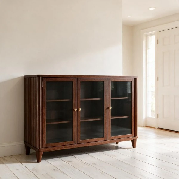 Fluted Walnut Entry Storage Bench best